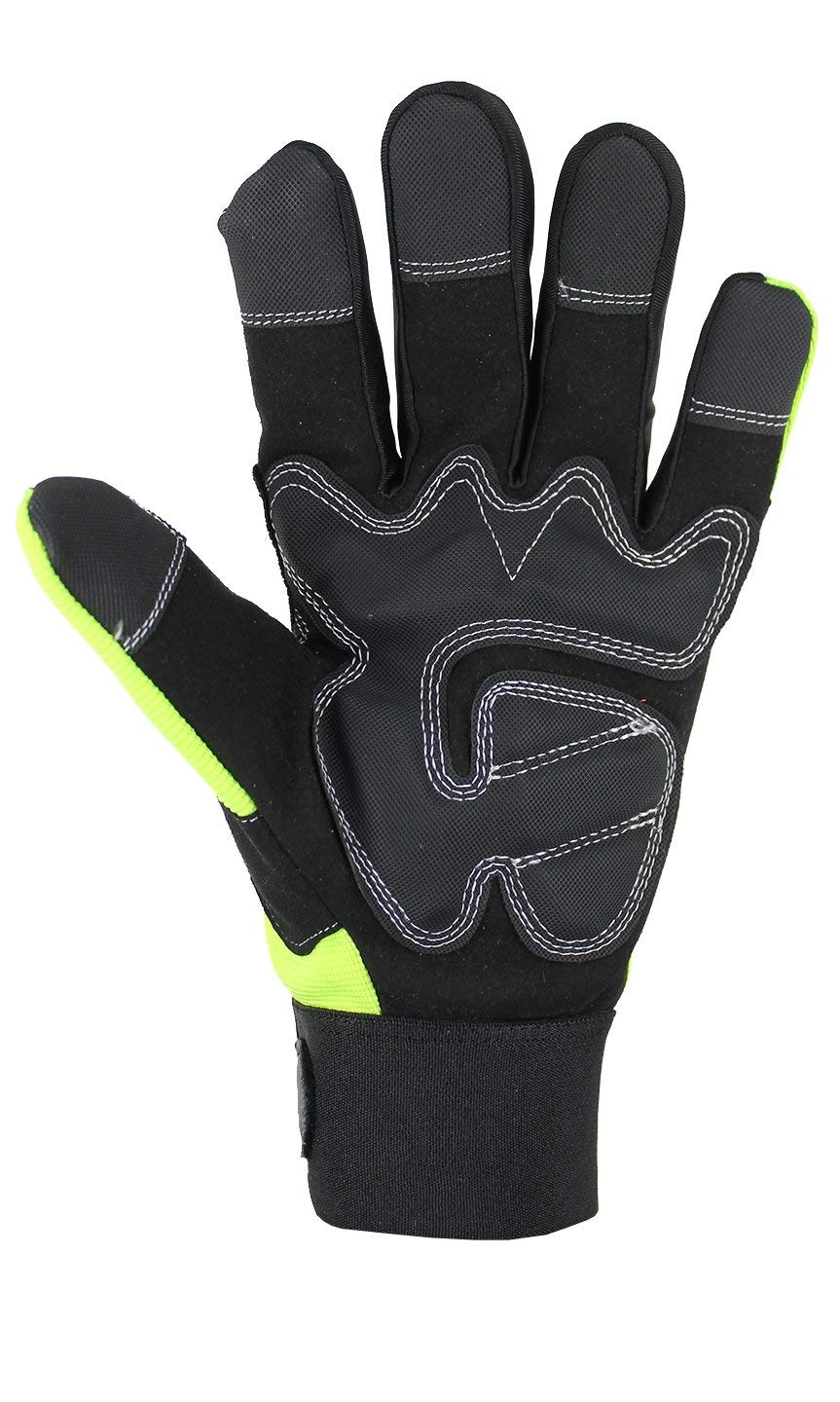 Hi Vis Yellow Winter Waterproof Glove With Heatlok Lining & Black PVC Palm
