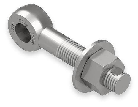 1 x 5-1/2-Inch Stainless Steel Eyebolt Assembly with Huck Rivet, Heavy Hex Nut