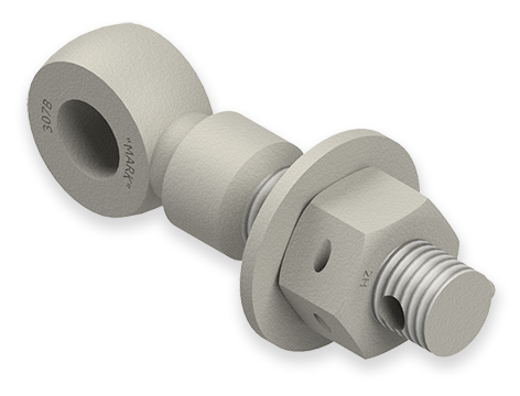 1 x 5-Inch Carbon Steel Eyebolt Assembly with 2 Seal Holes and Safety Collar, Heavy Hex Nut