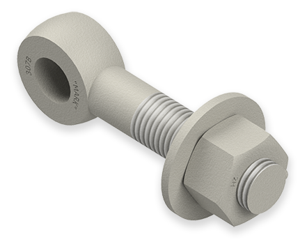 1 x 5-Inch Carbon Steel Eyebolt Assembly with Heavy Hex Nut, Lubed