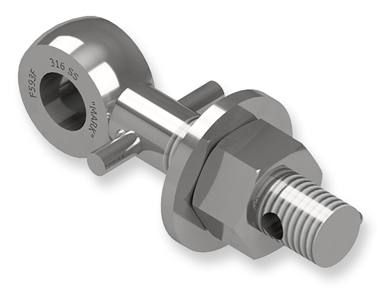 1 x 5-Inch Stainless Steel Eyebolt Assembly with Pin and Seal Hole, Heavy Hex Nut