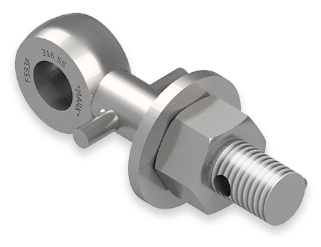 1 x 5-Inch Stainless Steel Eyebolt Assembly with Pin and Seal Hole, Heavy Hex Nut