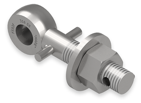 1 x 5-Inch Stainless Steel Eyebolt Assembly with Pin and Seal Hole, Heavy Hex Nut