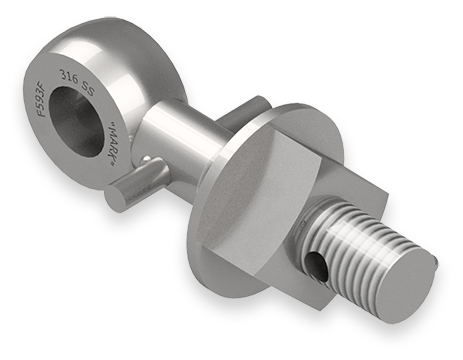 1 x 5-Inch Stainless Steel Eyebolt Assembly with Pin and Seal Hole, Heavy Square Nut
