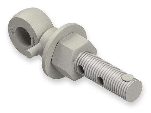 1 x 6-Inch Carbon Steel Eyebolt Assembly with 2 Seal Holes, Collar and Huck Rivet, Heavy Hex Nut