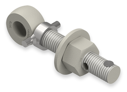 1 x 6-Inch Carbon Steel Eyebolt Assembly with Seal Hole, Collar and Huck Rivet, Heavy Hex Nut
