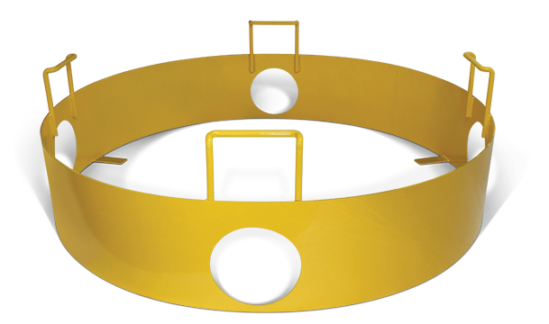 20 inch security ring, 304 stainless steel, 7-1/2 inches high (10-1/2 inches high with handle), 35-1/4 inch OD, (4) 5 inch access holes