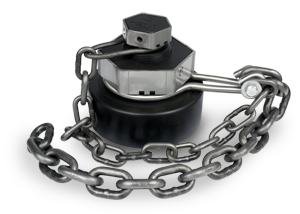4-Inch Aluminum Bottom Outlet Cap with Carbon Steel Chain