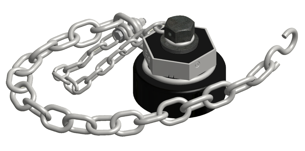 4-Inch Aluminum Bottom Outlet Cap with Stainless Steel Chain