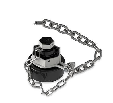 4-Inch Nylon Bottom Outlet Cap with Carbon Steel Chain
