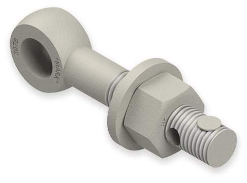 7/8 x 5-Inch Carbon Steel Eyebolt Assembly with Seal Hole and Huck Rivet, Heavy Hex Nut