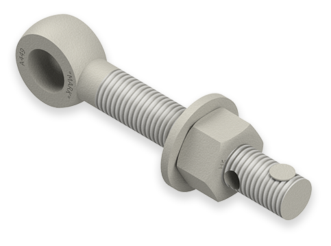 7/8 x 6-Inch Carbon Steel Eyebolt Assembly with Seal Hole, Heavy Hex Nut, Lubed