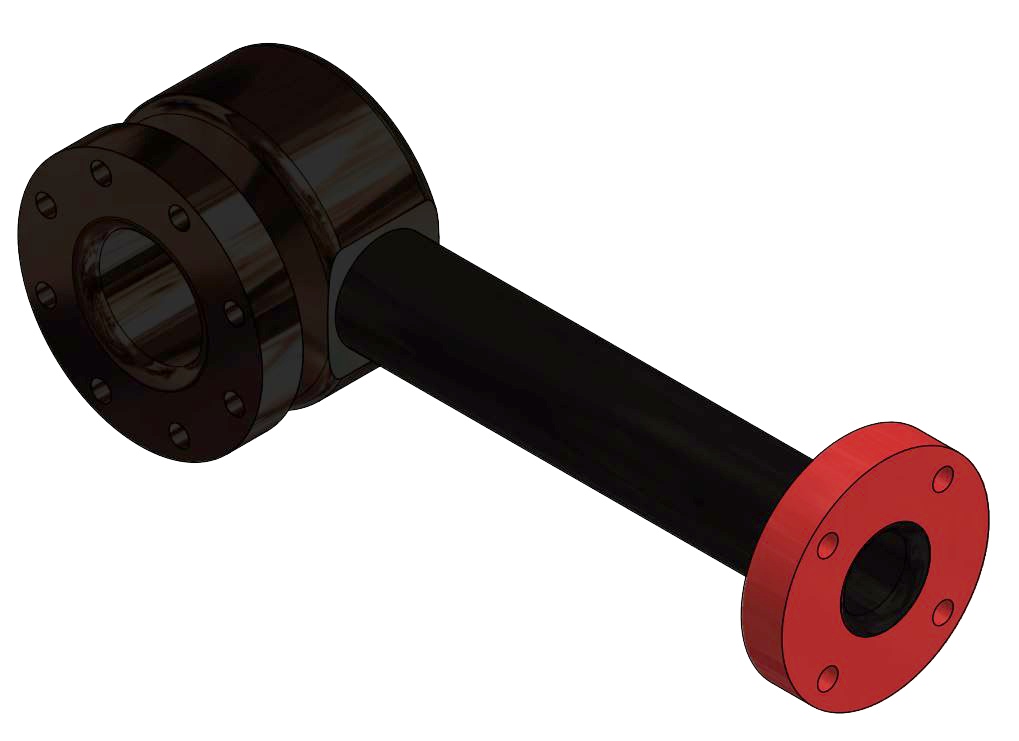 Pipe Elbow 4 inch x 2 inch ANSI flange x 90°, 7 inch height, 22-1/2 inch length