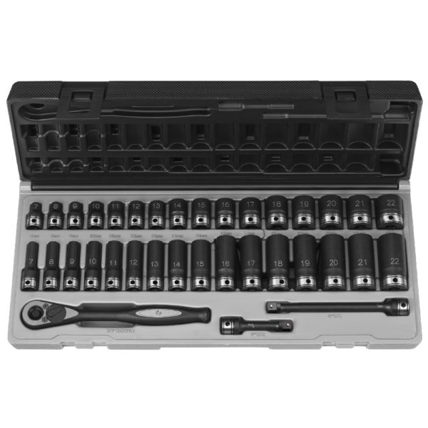 Grey Pneumatic 3/8″ Drive Metric Standard and Deep Length Duo-Socket Set
