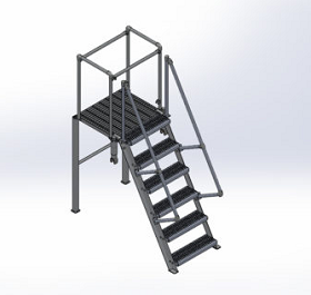 Locomotive Side Work Platform With Hand Rails